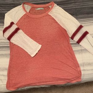 Maurice’s pink long sleeve! Size Large. Thin material but barely see through.